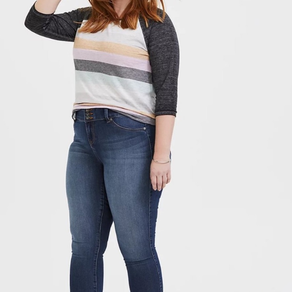 Torrid vintage burnout multi stripe raglan tee - Picture 2 of 7